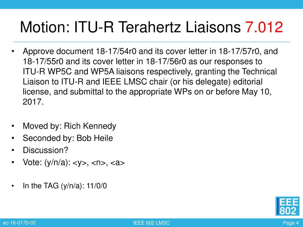 Motion: ITU-R Terahertz Liaisons 7.012