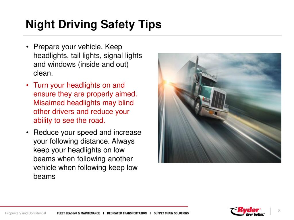 Eight Night Driving Tips for Your Safety, Driving