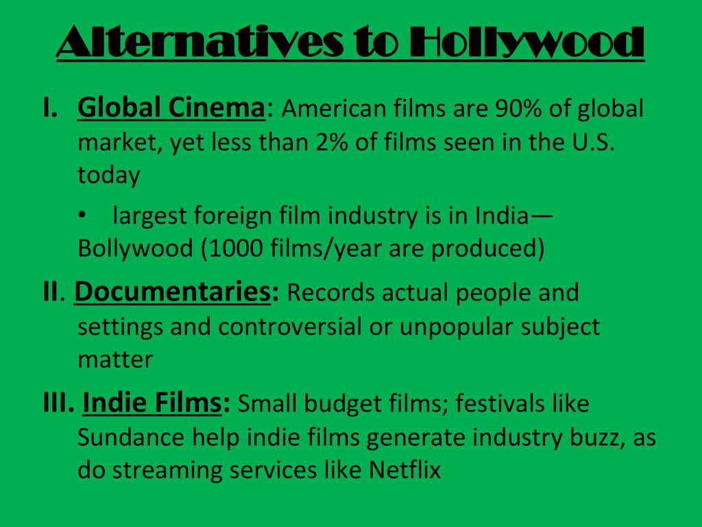 Alternatives to Hollywood