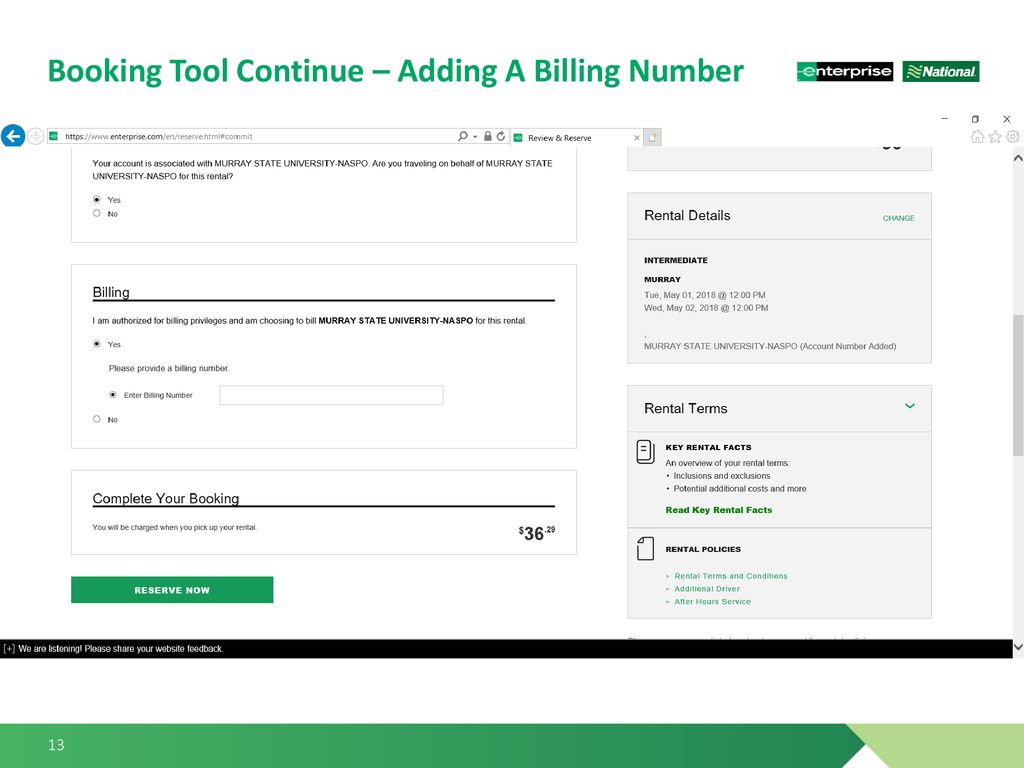 Booking Tool Continue – Adding A Billing Number