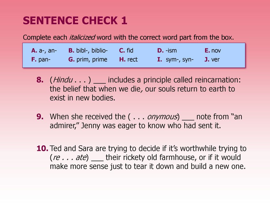 Use The Words in The Box To Find Synonyms For The Italicized Words