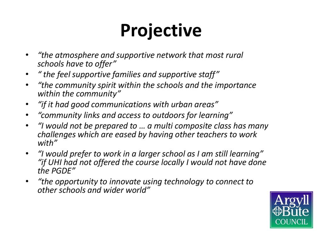 Projective the atmosphere and supportive network that most rural schools have to offer the feel supportive families and supportive staff