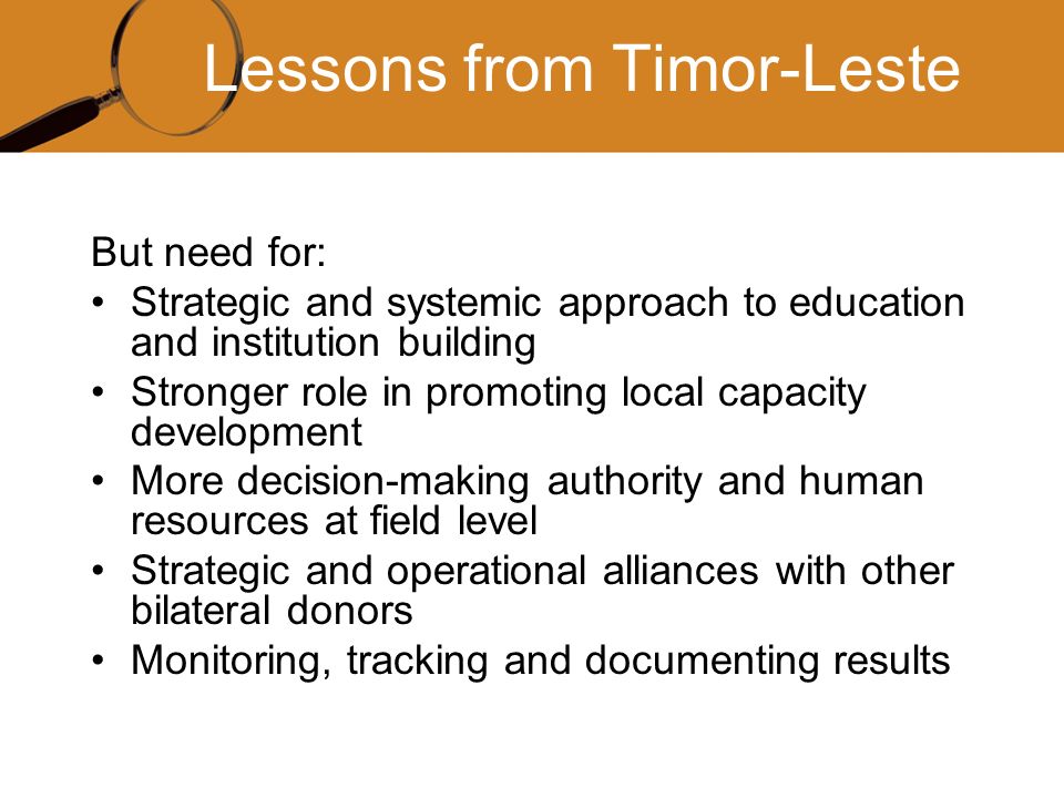 Lessons from Timor-Leste