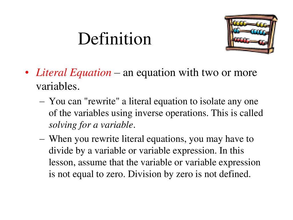 Literal Equations and Formulas - ppt download