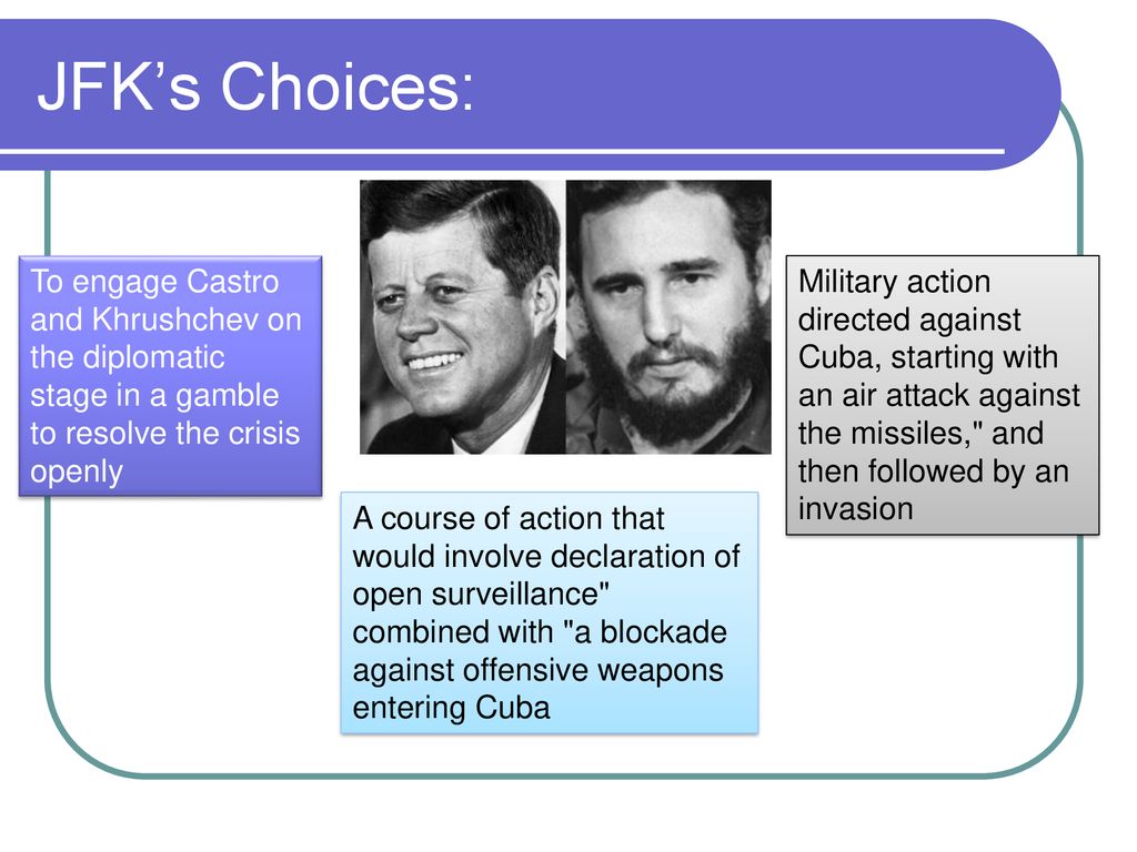 JFK’s Choices: To engage Castro and Khrushchev on the diplomatic stage in a gamble to resolve the crisis openly.