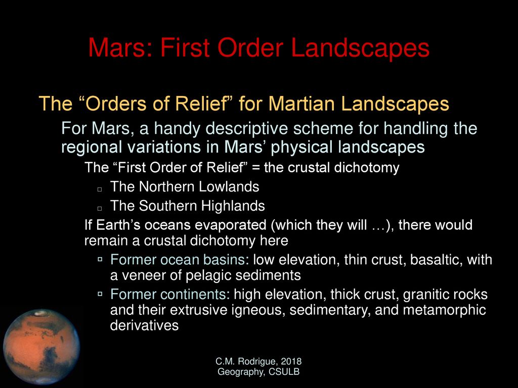 Mars: First Order Landscapes The Great Crustal Dichotomy - ppt download