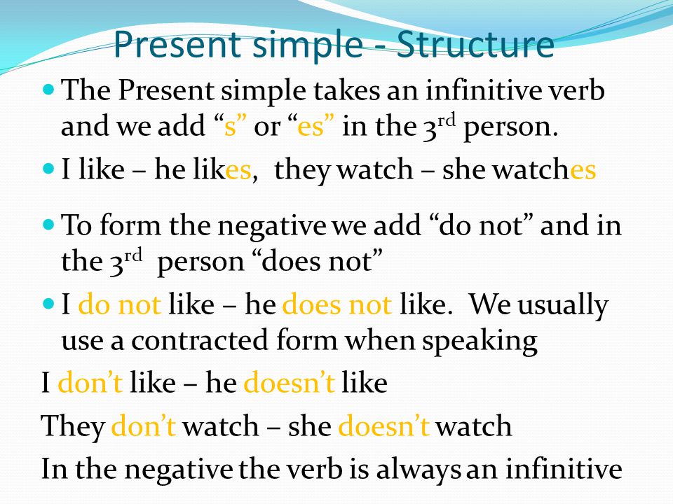 Present simple - Structure