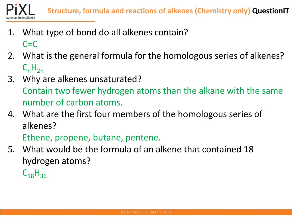 What type of bond do all alkenes contain C=C