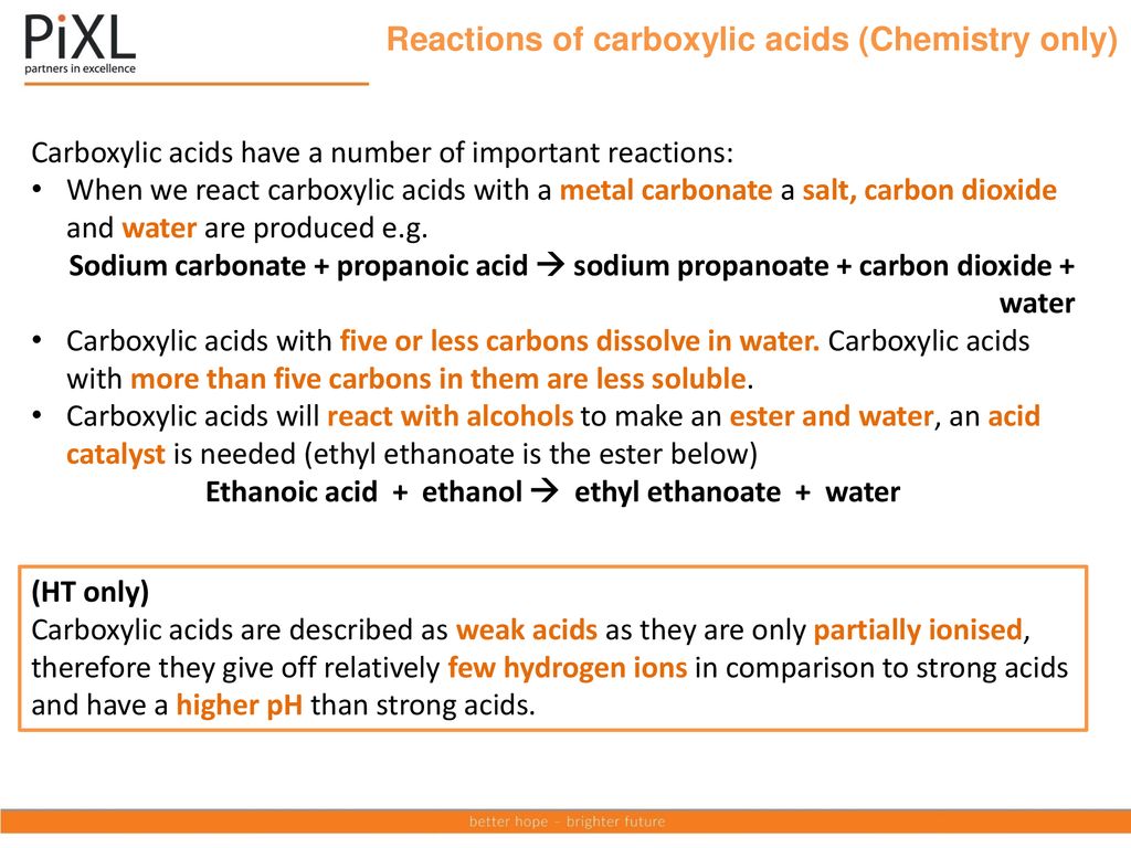 Reactions of carboxylic acids (Chemistry only)