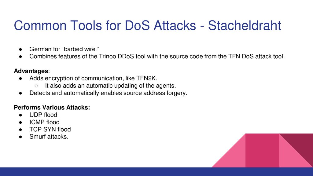 Common Tools for DoS Attacks - Stacheldraht
