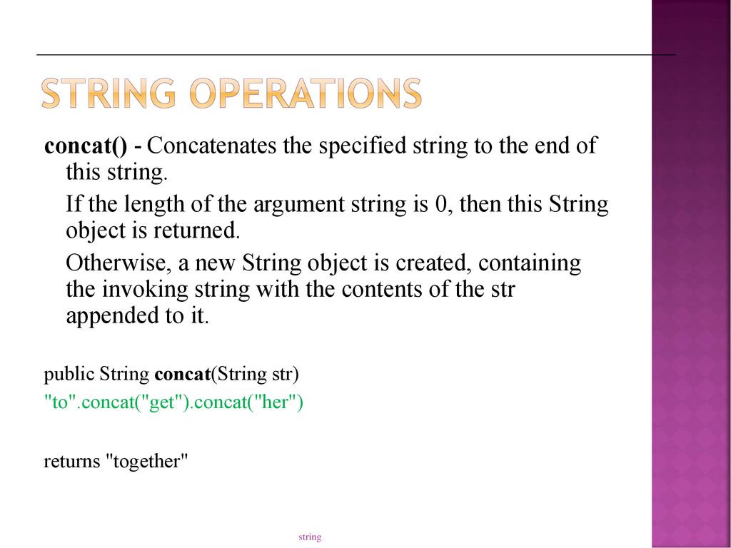 String class in java Visit for more Learning Resources string. - ppt ...