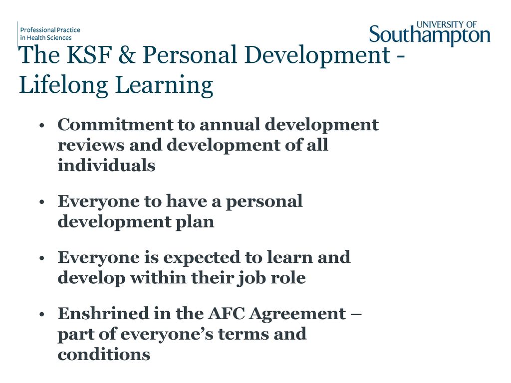 The KSF & Personal Development - Lifelong Learning