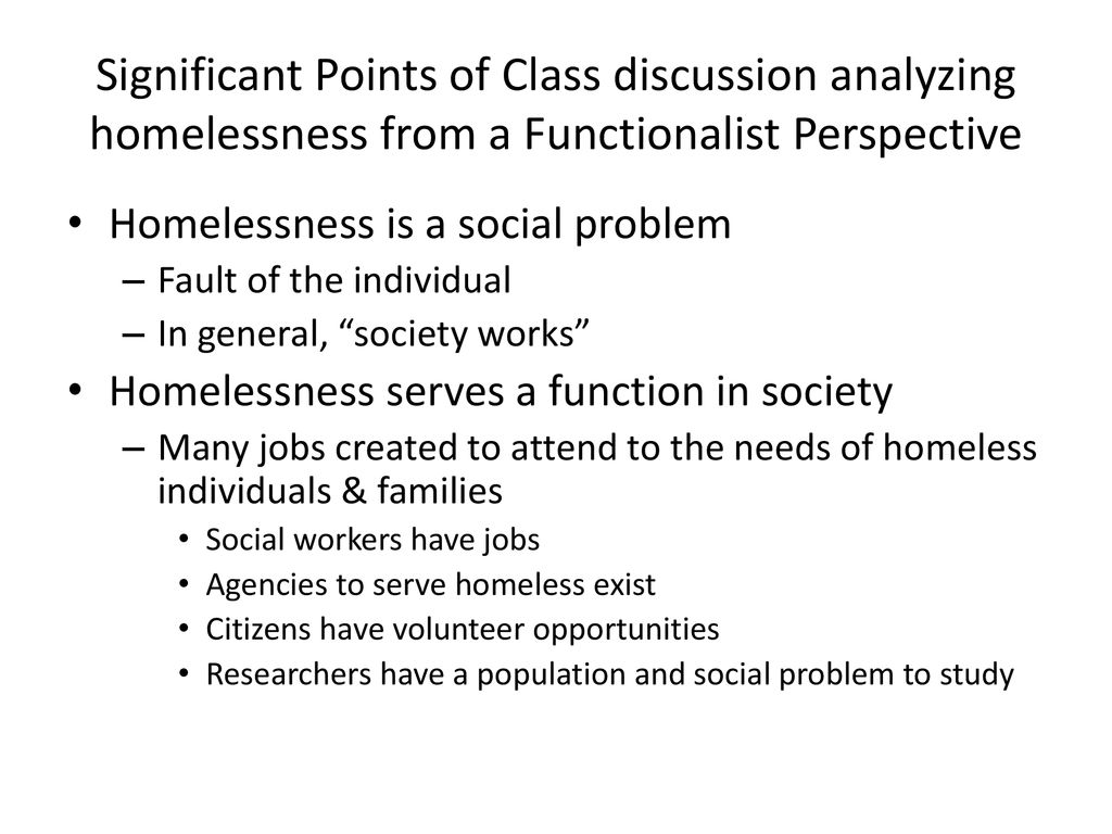 functionalist theory on homelessness