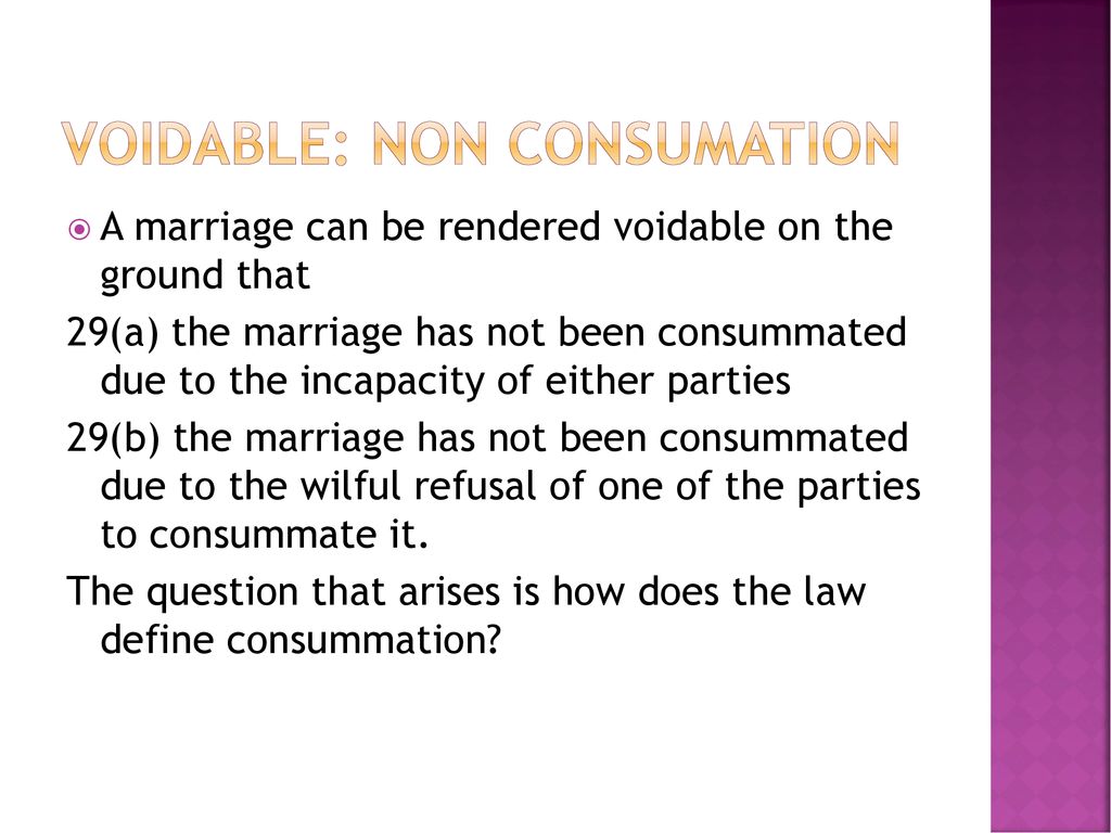 Not consummated marriage marriage not