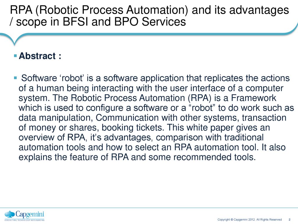 For Internal Use Only C 2010 Capgemini All Rights Reserved Ppt
