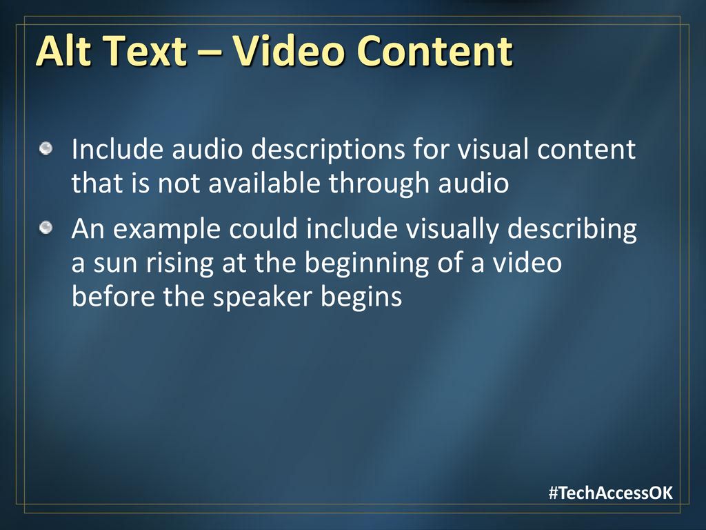 Alt Text – Video Content