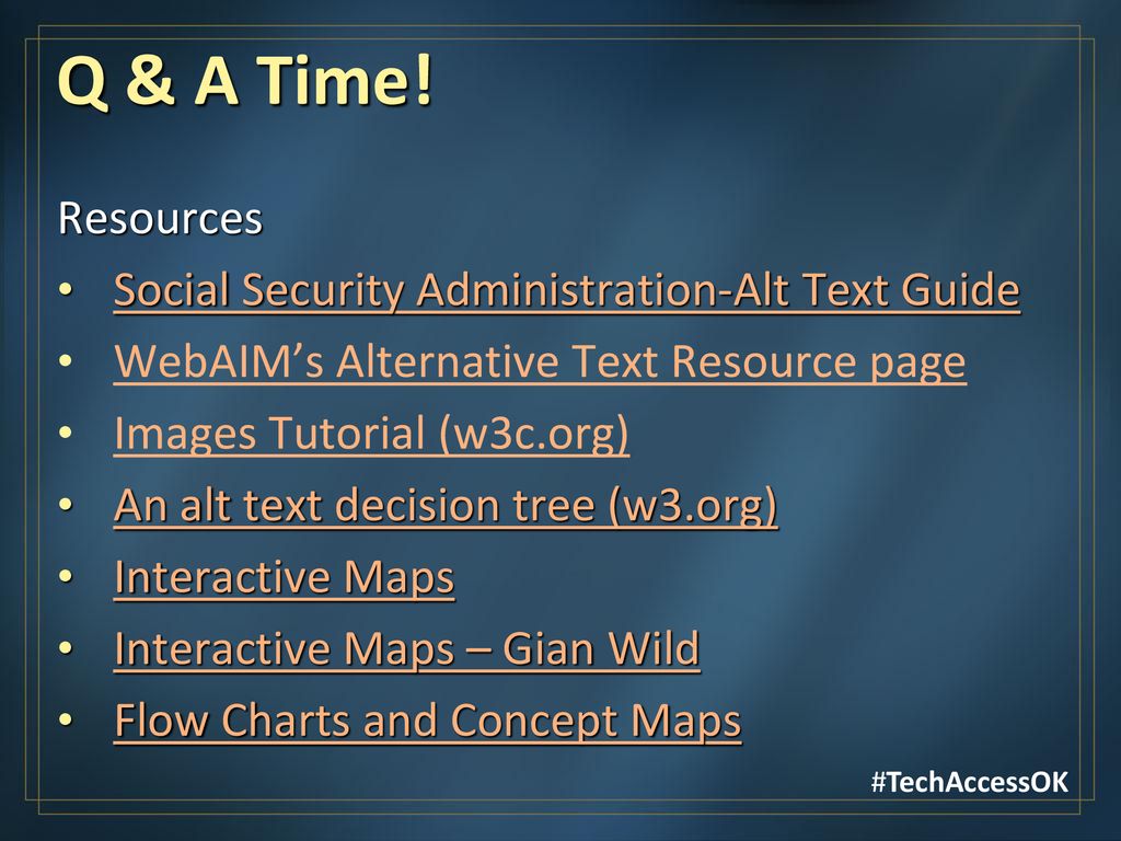 Q & A Time! Resources Social Security Administration-Alt Text Guide