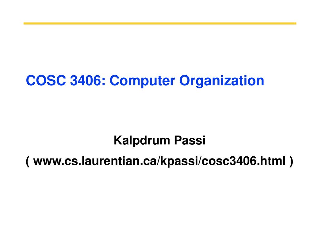 COSC 3406: Computer Organization