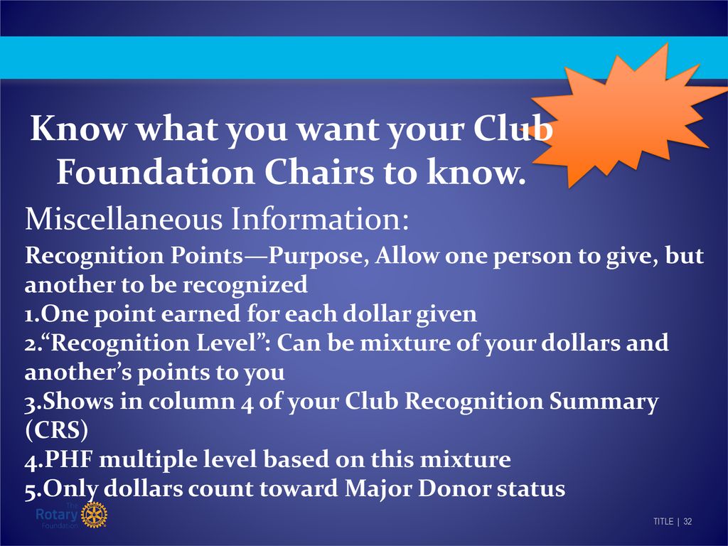 Know what you want your Club Foundation Chairs to know.
