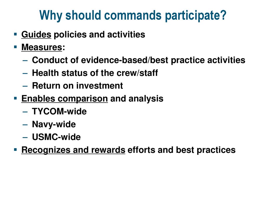 Why should commands participate