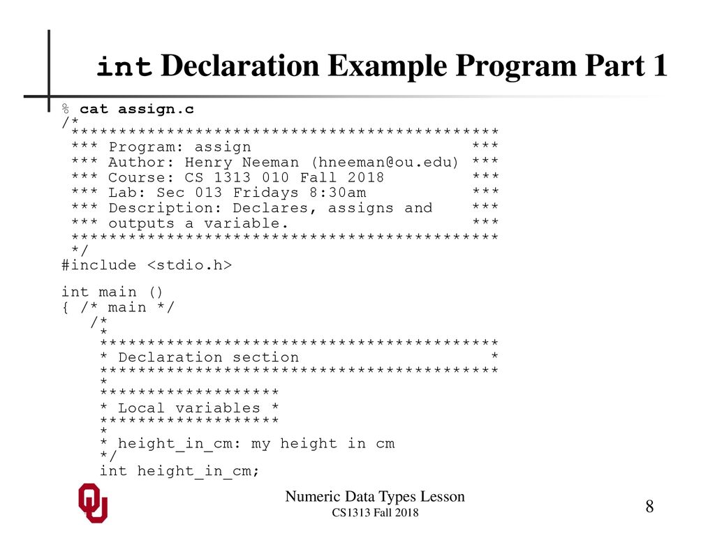 Numeric Data Types Outline - ppt download