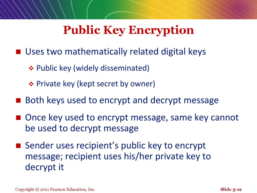 Public Key Encryption Uses two mathematically related digital keys