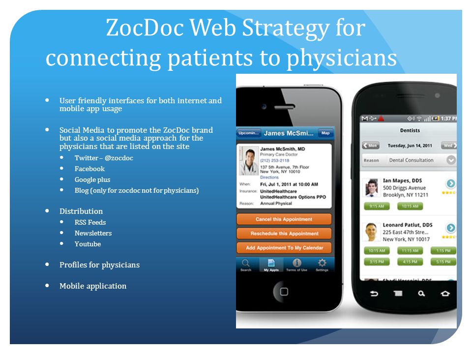 ZocDoc Web Strategy for connecting patients to physicians