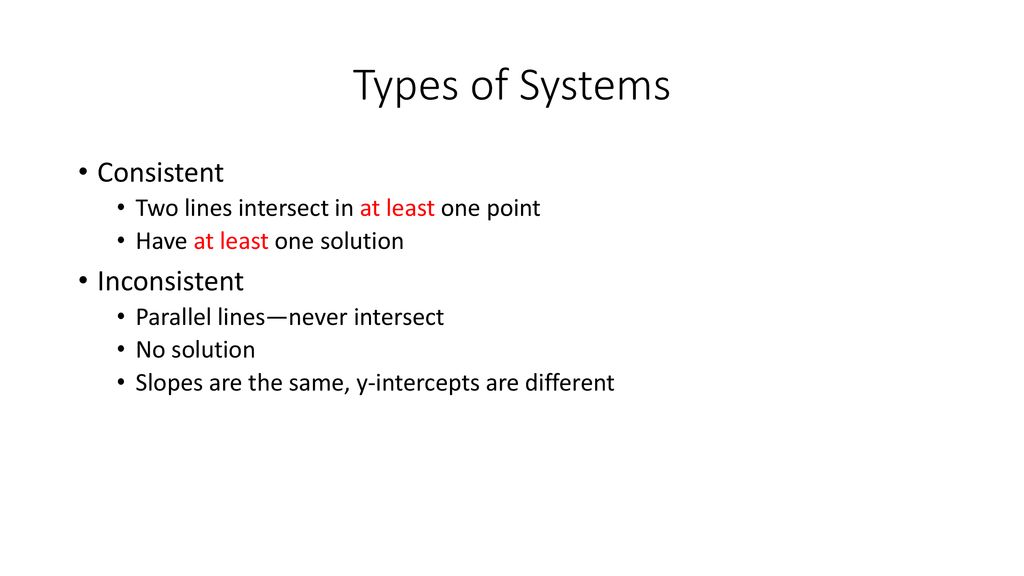 Types of Systems Consistent Inconsistent