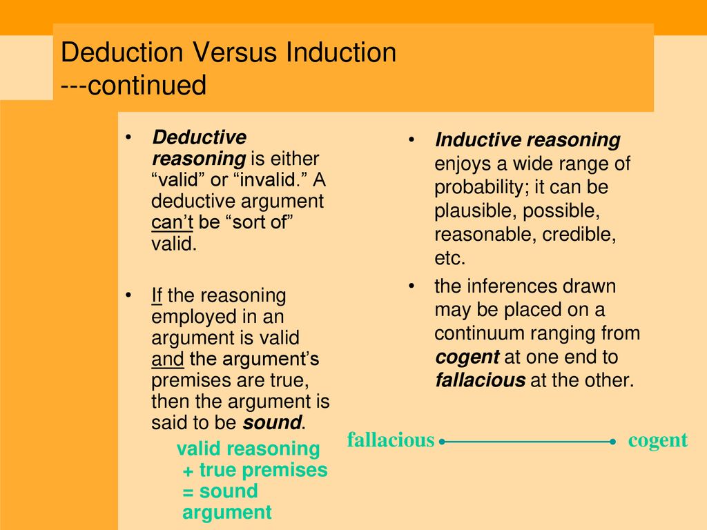 Deduction Versus Induction ---continued
