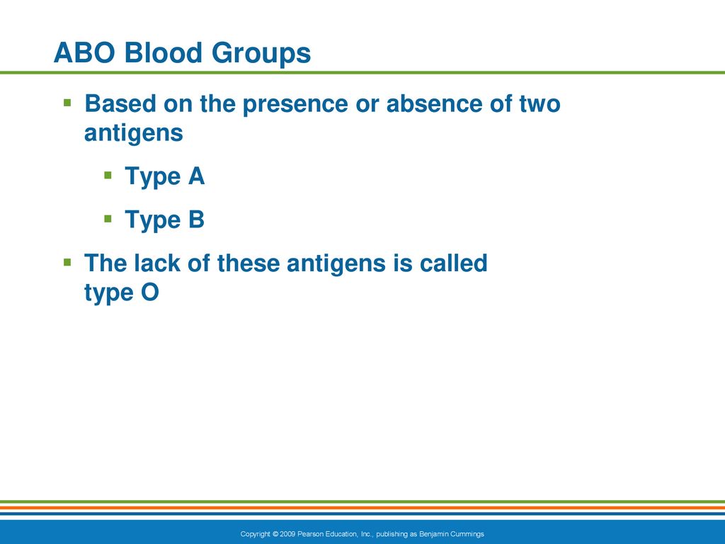 ABO Blood Groups Based on the presence or absence of two antigens