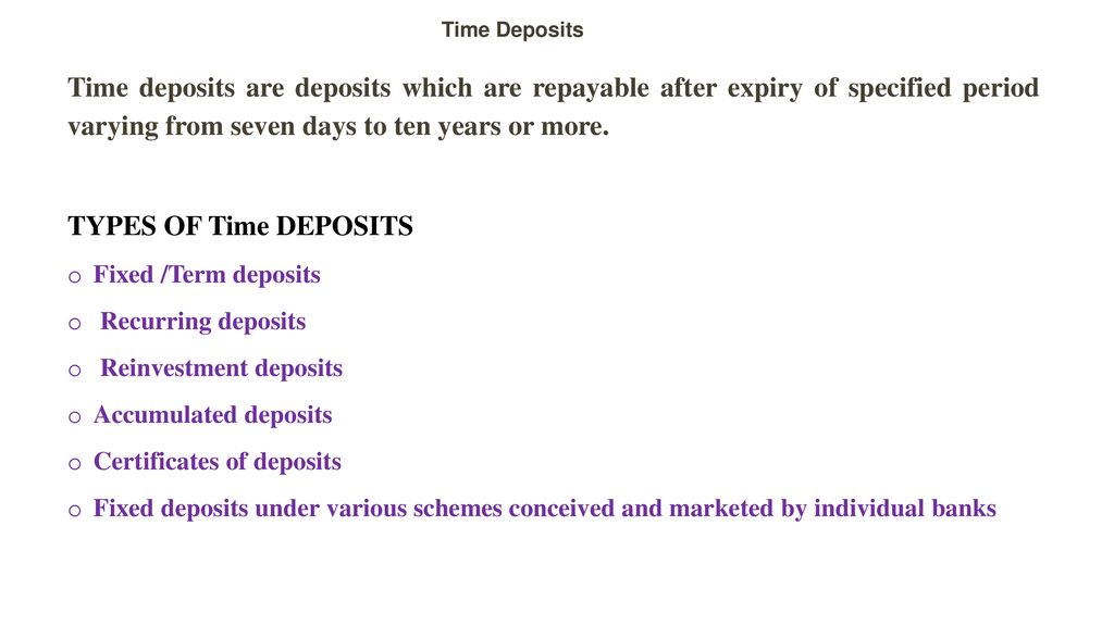 various types of deposits