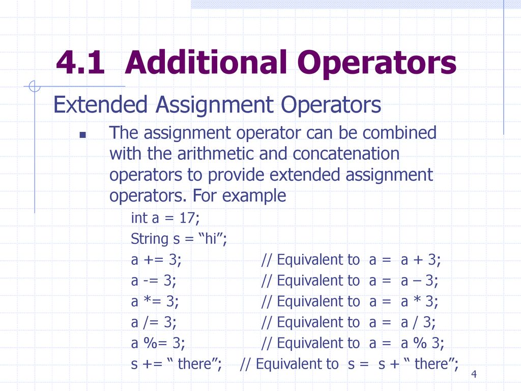 what are extended assignment operators