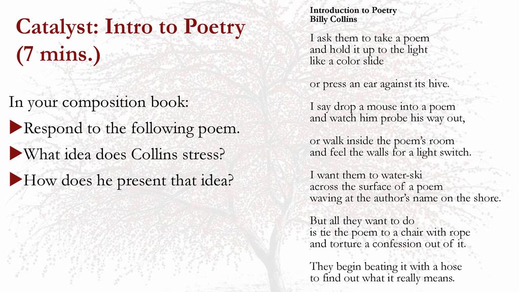 February 5-6, 2018 Catalyst: Intro to Poetry (composition notebook ...