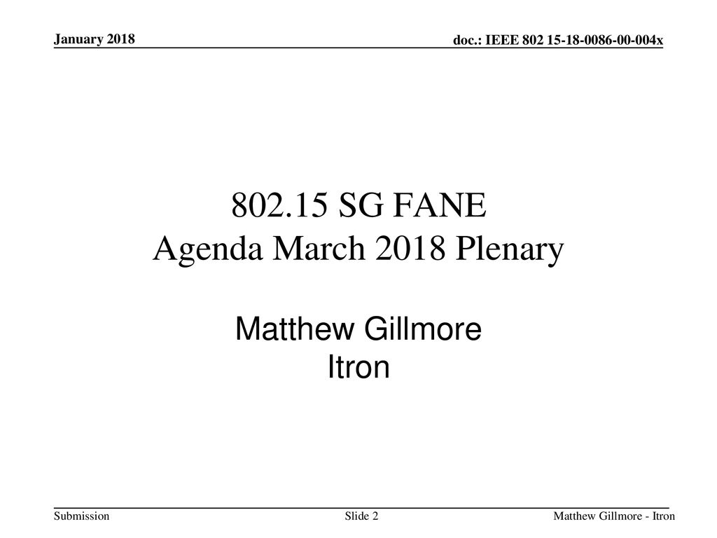 SG FANE Agenda March 2018 Plenary