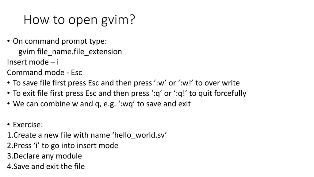 Basic gvim commands ppt download