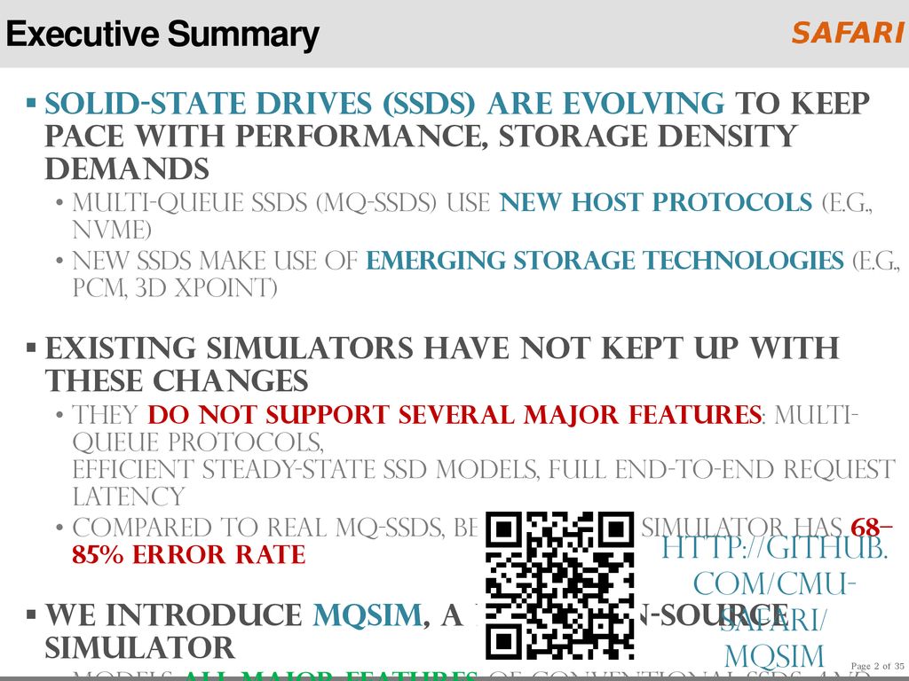 MQSim: A Framework for Enabling Realistic Studies of Modern Multi-Queue SSD  Devices Arash Tavakkol, Juan Gómez-Luna, Mohammad Sadrosadati, Saugata  Ghose, - ppt download