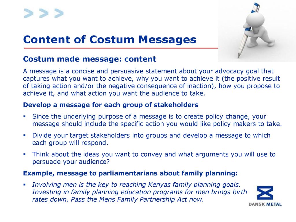 Content of Costum Messages