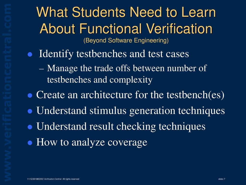 What Students Need to Learn About Functional Verification (Beyond Software Engineering)