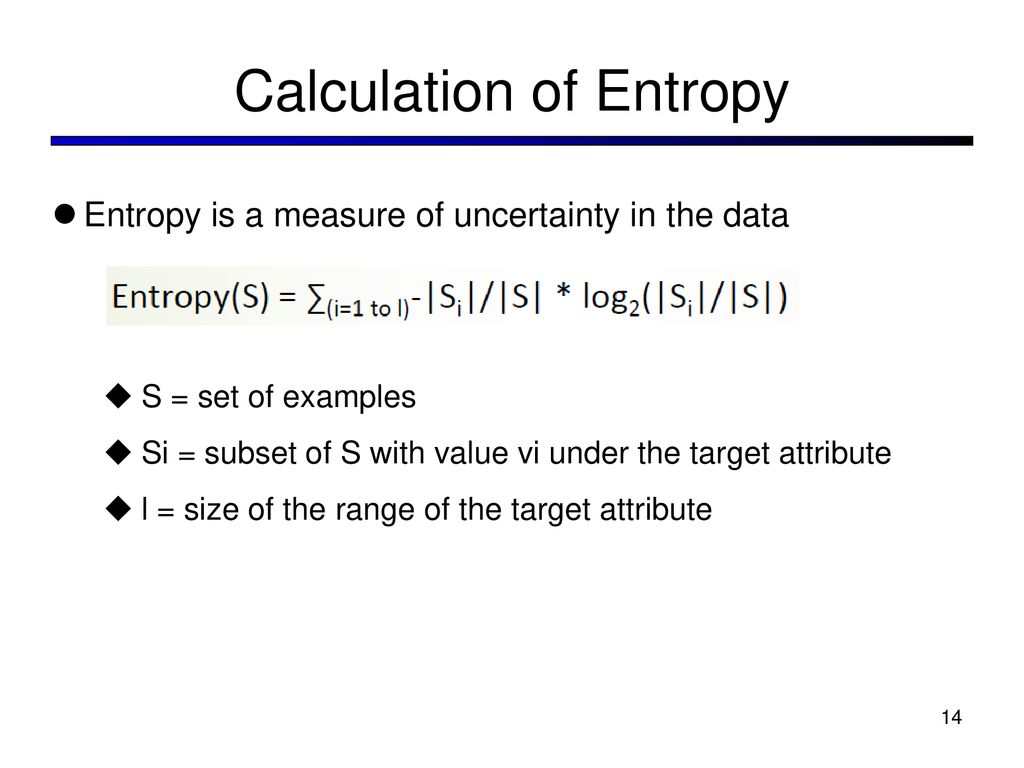 Calculation of Entropy