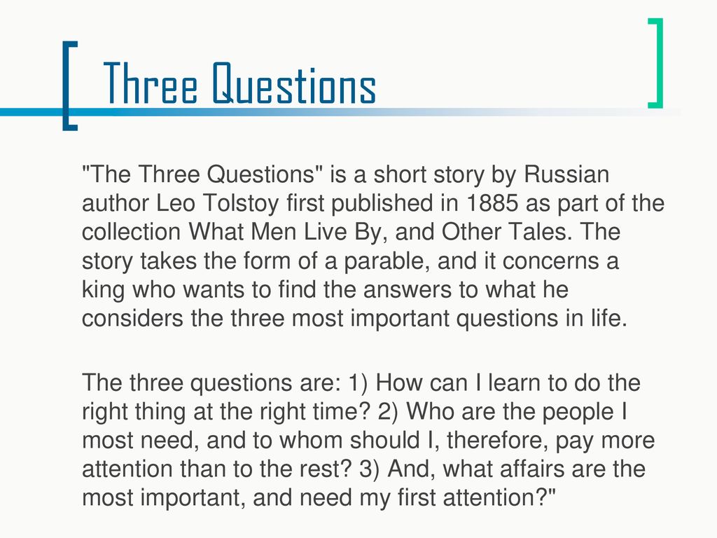 three questions short story