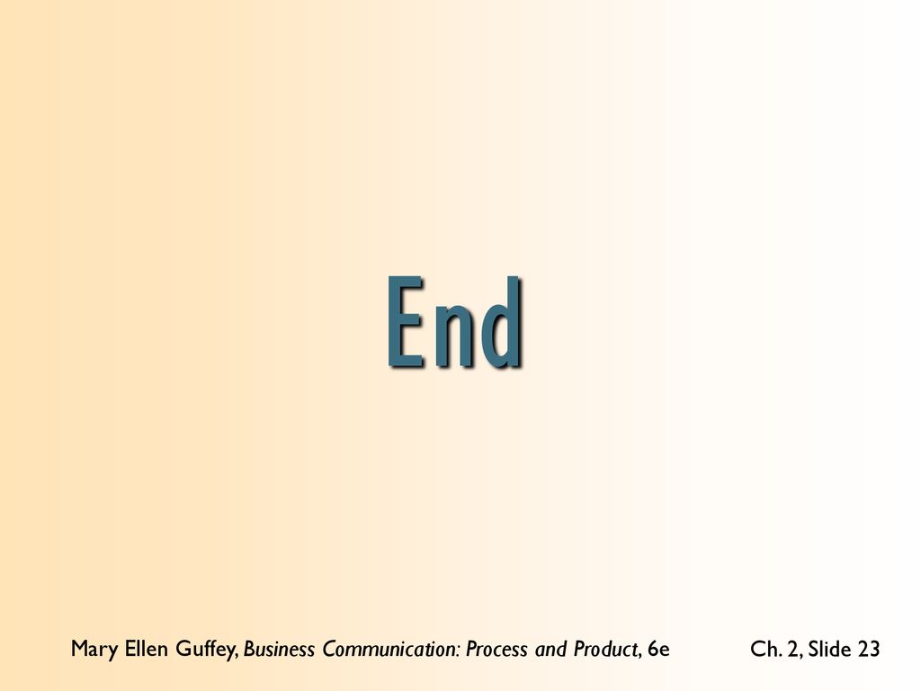 End Mary Ellen Guffey, Business Communication: Process and Product, 6e
