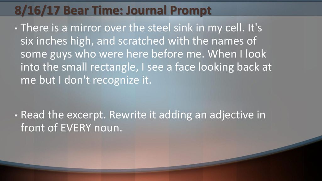 8/16/17 Bear Time: Journal Prompt