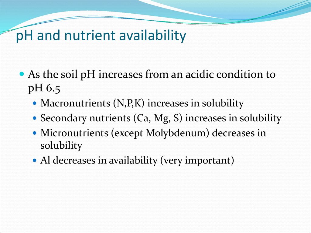 pH and nutrient availability