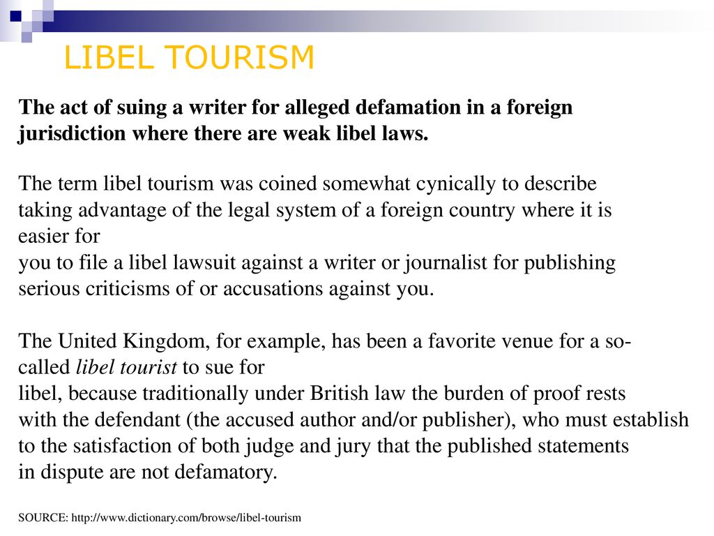 libel tourism simple definition