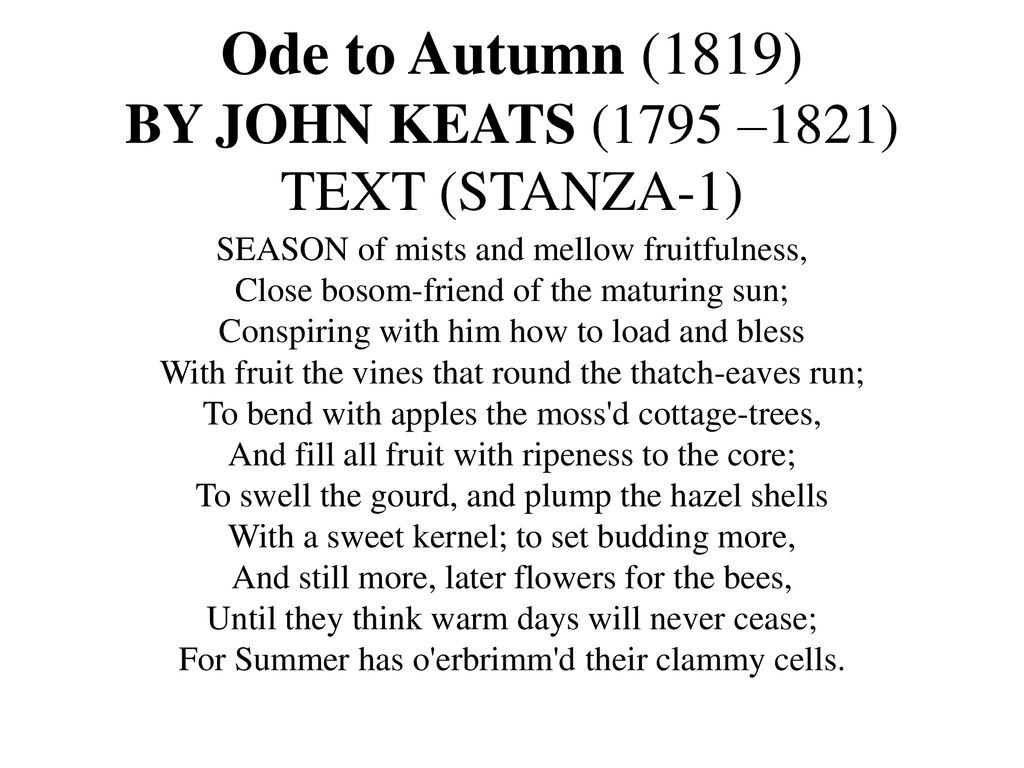 john keats to autumn summary