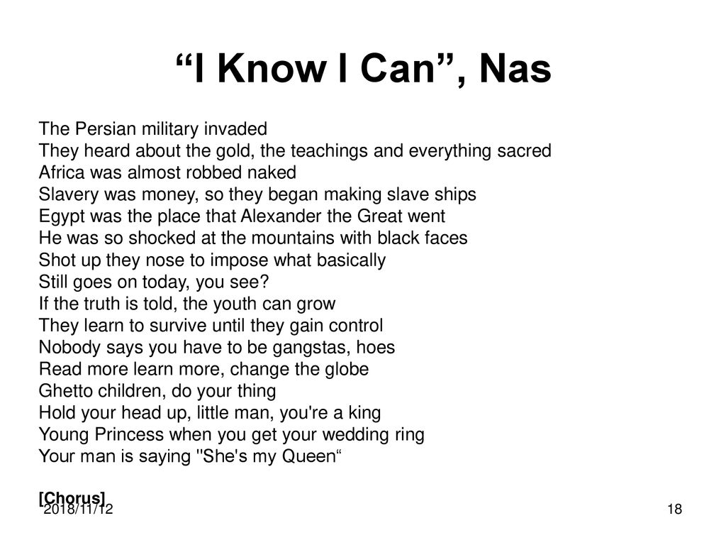 I Know I Can , Nas The Persian military invaded