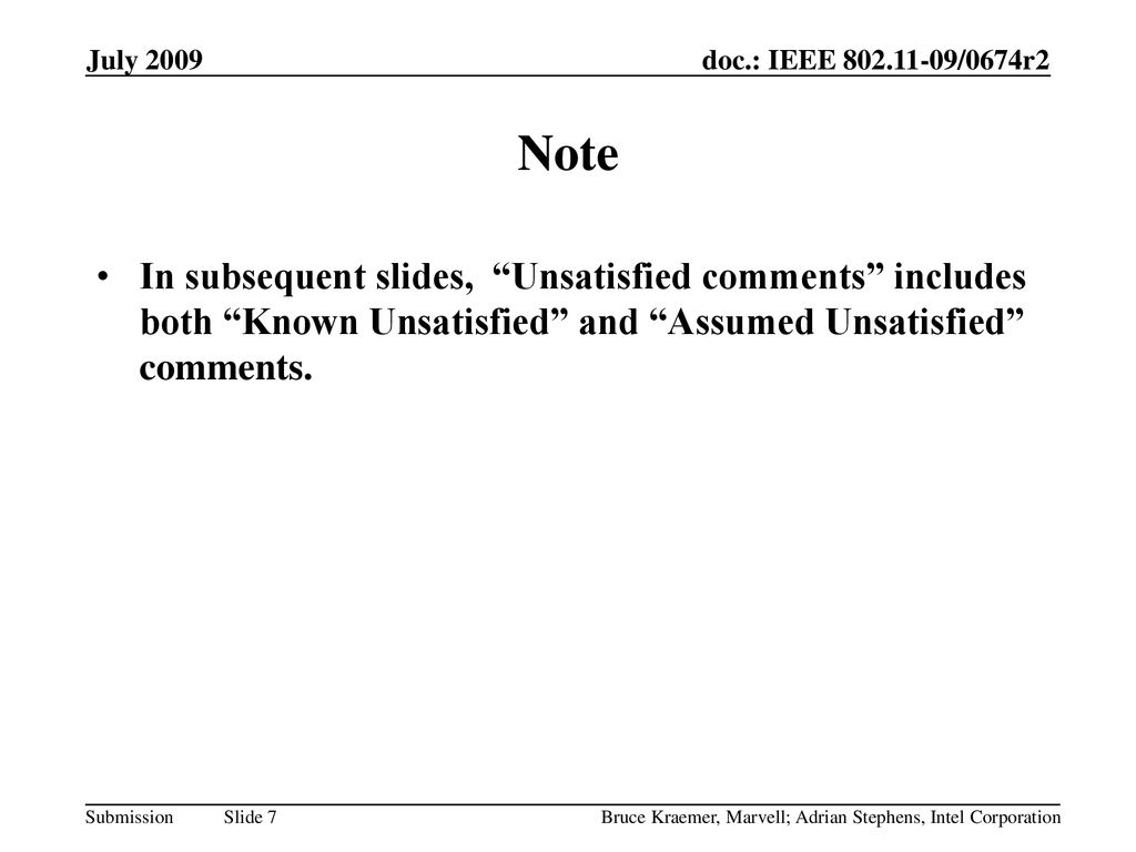 June 2009 doc.: IEEE /0674r0. July Note.
