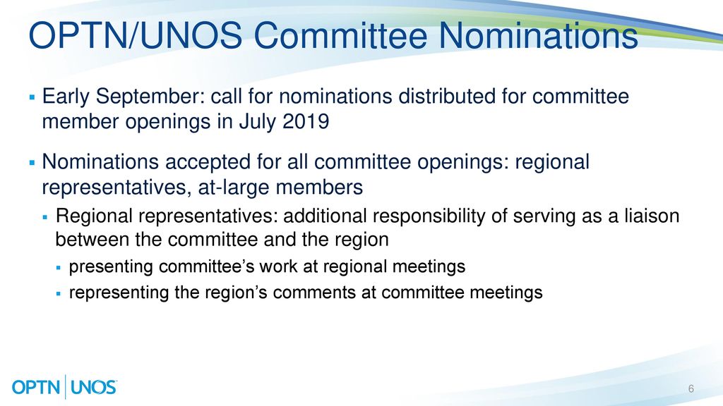 OPTN/UNOS Committee Nominations
