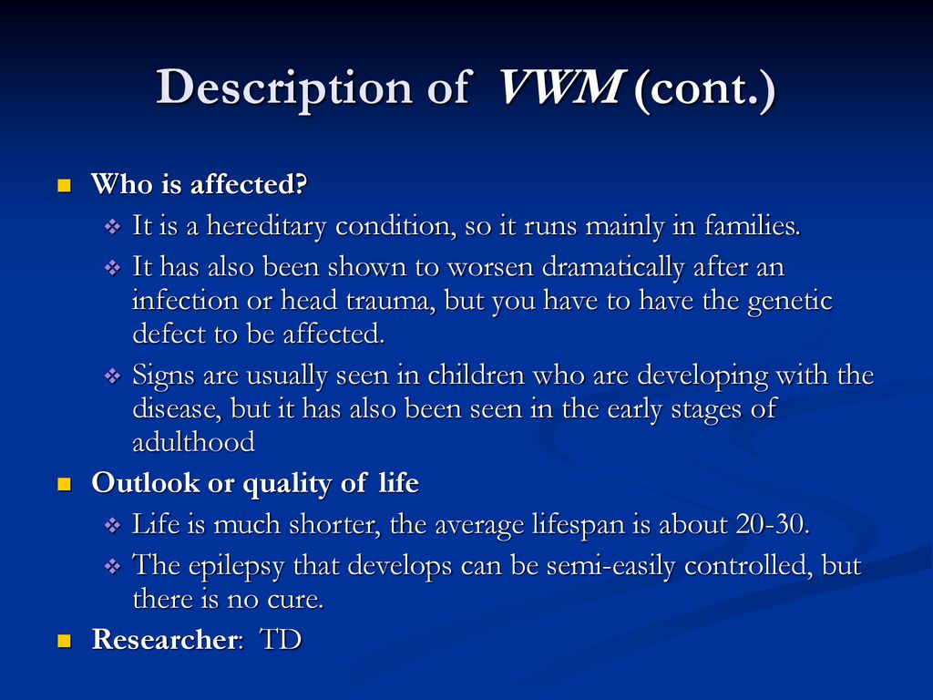 Description of VWM (cont.)