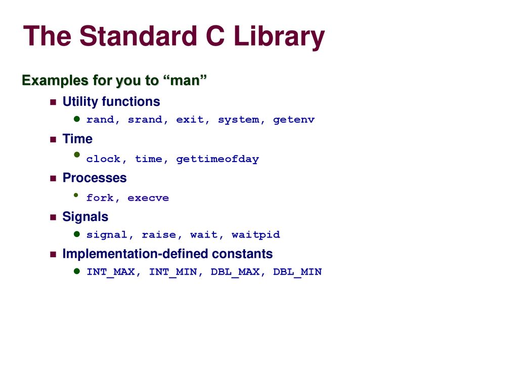 The Standard C Library. - ppt download